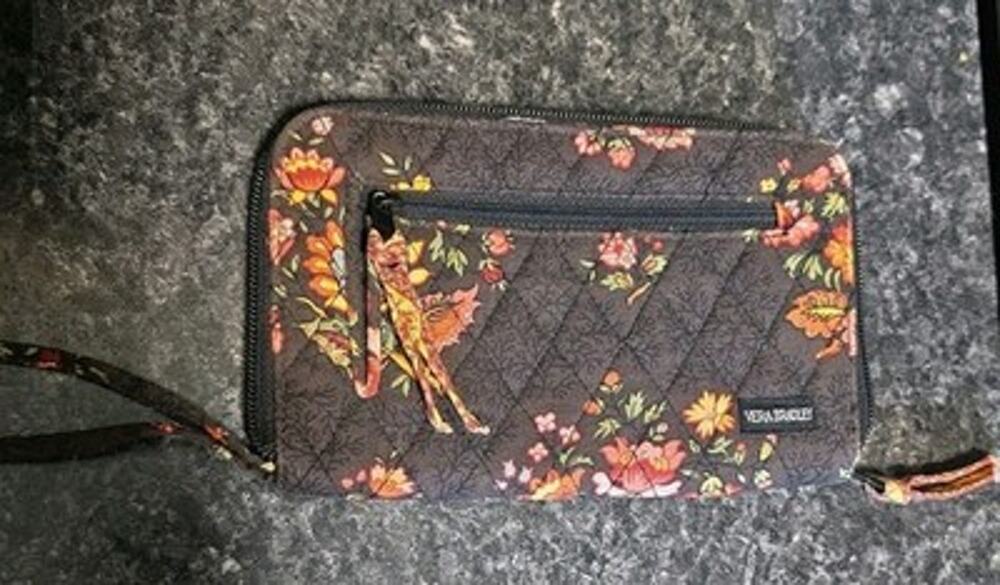 Vera Bradley Retired "Chocolat" Floral Zip Wristlet Wallet Granny Chic Country